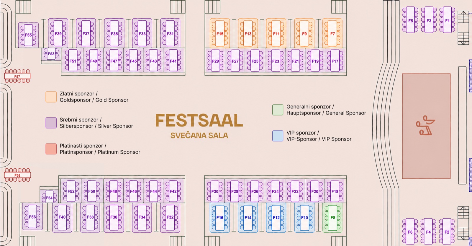 Table plan in the Grand Hall - Sankt Sava Ball 2027